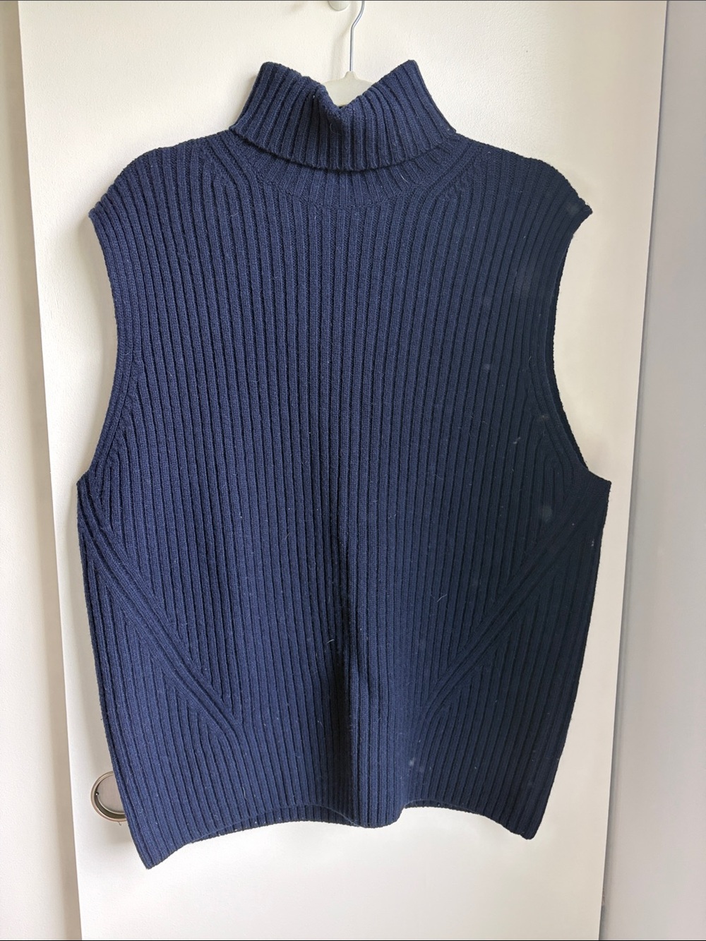 Dries Van Noten Ribbed Turtleneck Sweater Vest - Navy